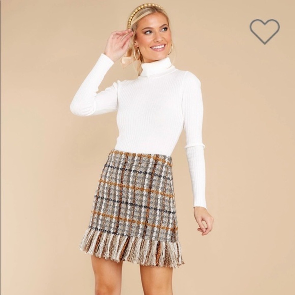 Red Dress Boutique Just Classy Taupe Tweed Skirt
